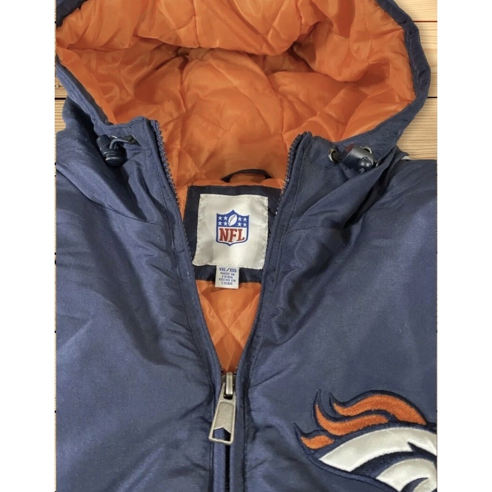 NFL DENVER BRONCOS JACKET, Hooded, Sz XXL Blue|Orange|White - Vintage - Picture 4 of 12